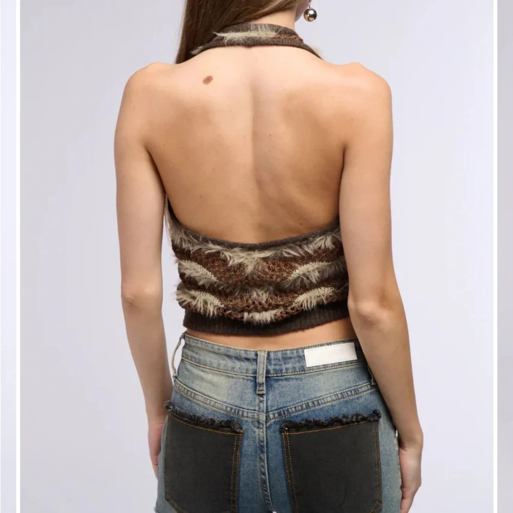 Akira Brown and Tan Women's Halter Top - Picture 4 of 5